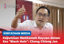Keputusan Mahkamah Rayuan dalam kes “Black Hole”: Chong Chieng Jen kesal, pertimbang rayuan selanjutnya