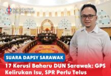 17 kerusi baharu DUN Sarawak: GPS kelirukan isu, SPR perlu telus laksana persempadanan Naib Ketua DAPSY Sarawak, Calvin Ohsey, menegaskan proses persempadanan semula DUN Sarawak mesti dilaksanakan oleh SPR secara telus dan mengikut Perlembagaan sebelum 17 kerusi baharu boleh digunakan dalam pilihan raya.