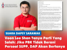 Voon Lee Shan tanya parti yang salah: Jika PBK tidak berani persoal SUPP, DAP akan bertanya Soo Tien Ren mencabar Pengerusi PBK, Voon Lee Shan, supaya mengemukakan empat persoalannya mengenai hak Sarawak dan Sabah untuk menentukan nasib sendiri kepada SUPP dan GPS, sambil menegaskan bahawa sebuah parti pembangkang yang sebenar perlu memastikan kerajaan pemerintah bertanggungjawab.