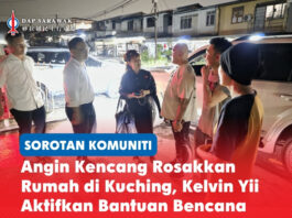 Angin kencang rosakkan rumah di Kuching, Kelvin Yii aktifkan bantuan bencana Pasukan Pusat Khidmat Kelvin Yii bersama ADUN Pending Violet Yong dan ADUN Padungan Chong Chieng Jen telah turun padang seawal mungkin untuk melawat kawasan serta rumah yang terjejas bagi menilai keadaan dan memahami kesukaran yang dihadapi penduduk.