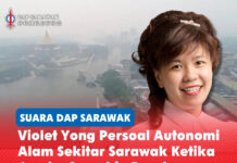 Violet Yong persoal autonomi alam sekitar Sarawak ketika jerebu semakin buruk Violet Yong mempersoalkan sama ada autonomi alam sekitar yang lebih luas mempunyai makna sekiranya Kerajaan Sarawak tidak dapat menggunakan kuasanya secara berkesan untuk menangani jerebu yang semakin buruk dan melindungi kesihatan awam.
