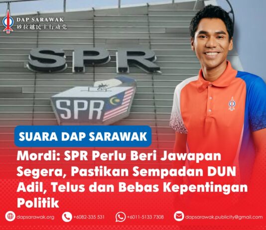 Mordi: SPR perlu beri jawapan segera, pastikan sempadan DUN adil, telus dan bebas kepentingan politik Mordi Bimol, meminta Suruhanjaya Pilihan Raya (SPR) memberi jawapan segera berhubung jurang jumlah pengundi serta asas cadangan persempadanan semula DUN Sarawak.