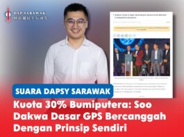 Kuota 30% Bumiputera: Soo dakwa dasar GPS bercanggah dengan prinsip sendiri Jordan Soo berkata kuota 30 peratus Bumiputera tidak menjamin peluang tersebut akan sampai kepada kontraktor yang benar-benar memerlukannya, sambil menggesa Kerajaan Sarawak menyokong PKS tempatan daripada semua kaum serta memastikan ketelusan yang lebih tinggi dalam penganugerahan kontrak kerajaan.