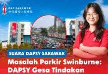 Masalah parkir Swinburne: DAPSY gesa tindakan segera Arlena Wee Shi Ying menggesa Universiti Teknologi Swinburne Sarawak mempertimbangkan pengecualian bayaran parkir pelajar susulan kebimbangan mengenai kemudahan parkir yang tidak mencukupi dan keselamatan di kampus.