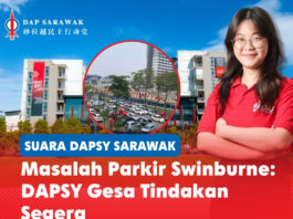 Masalah parkir Swinburne: DAPSY gesa tindakan segera Arlena Wee Shi Ying menggesa Universiti Teknologi Swinburne Sarawak mempertimbangkan pengecualian bayaran parkir pelajar susulan kebimbangan mengenai kemudahan parkir yang tidak mencukupi dan keselamatan di kampus.