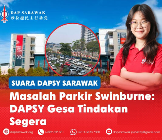 Masalah parkir Swinburne: DAPSY gesa tindakan segera Arlena Wee Shi Ying menggesa Universiti Teknologi Swinburne Sarawak mempertimbangkan pengecualian bayaran parkir pelajar susulan kebimbangan mengenai kemudahan parkir yang tidak mencukupi dan keselamatan di kampus.