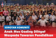 Anak Mas Gading diingat waspada tawaran pendidikan mengelirukan Mordi bersama penerima Insentif Sambung Belajar Anak Mas Gading 2026, yang memasuki tahun kelima dengan peruntukan RM135,500 kepada 271 penerima.