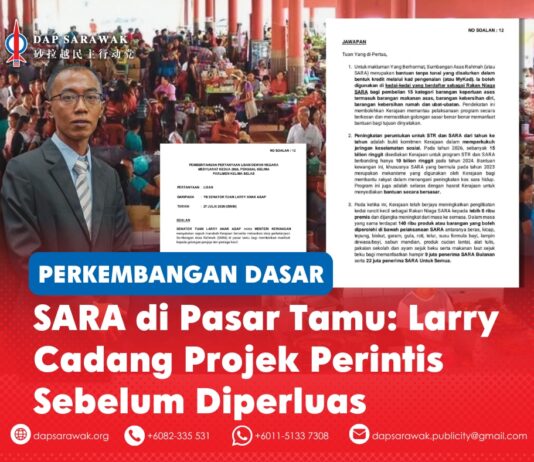 SARA di Pasar Tamu: Larry cadang projek perintis sebelum diperluas Senator Larry Asap mencadangkan projek perintis selama enam bulan bagi memperluas pembayaran SARA melalui kod QR di pasar tamu, sekali gus memberi manfaat kepada penjaja dan peniaga kecil di peringkat akar umbi.