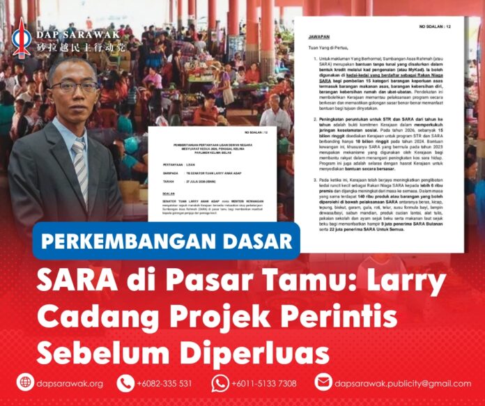 Senator Larry Asap mencadangkan projek perintis selama enam bulan bagi memperluas pembayaran SARA melalui kod QR di pasar tamu, sekali gus memberi manfaat kepada penjaja dan peniaga kecil di peringkat akar umbi.