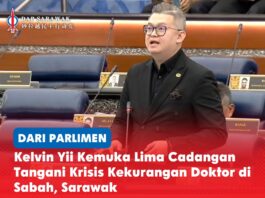 Kelvin Yii kemuka lima cadangan tangani krisis kekurangan doktor di Sabah, Sarawak Ahli Parlimen Bandar Kuching Dr Kelvin Yii Lee Wuen ketika berucap dalam perbahasan di Dewan Rakyat mengenai kekurangan doktor dan cabaran perkhidmatan kesihatan di Sabah dan Sarawak.