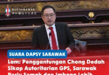 Lam: Penggantungan Chong dedah sikap autoritarian GPS, Sarawak perlu semak dan imbang lebih kukuh Setiausaha DAPSY Sarawak, George Lam, mengkritik penggantungan ADUN Padungan, Chong Chieng Jen, sambil memberi amaran bahawa tindakan itu melemahkan akauntabiliti demokrasi dan mengukuhkan keperluan terhadap mekanisme semak dan imbang yang lebih kukuh di Sarawak.