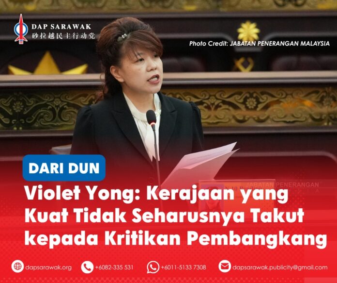 ADUN Pending Violet Yong membantah usul penggantungan ADUN Padungan Chong Chieng Jen, sambil menegaskan bahawa GPS perlu menghormati suara pembangkang dan hak rakyat untuk menuntut akauntabiliti.