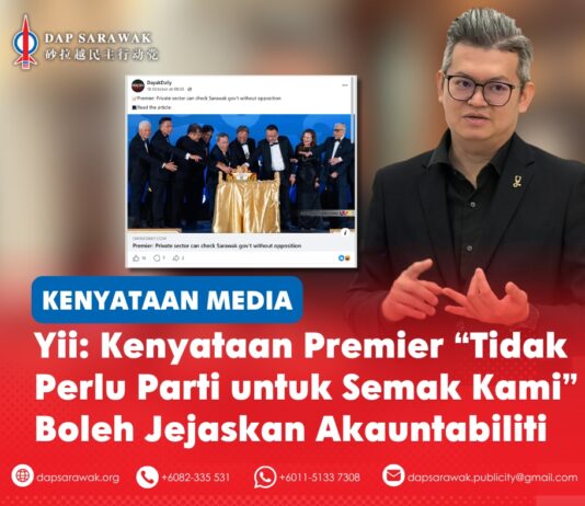 Yii: Kenyataan Premier “Tidak perlu parti untuk semak kami” boleh jejaskan akauntabiliti Ahli Parlimen Bandar Kuching, Dr Kelvin Yii Lee Wuen, menegaskan bahawa pembangkang yang dipilih rakyat memainkan peranan penting dalam memastikan kerajaan Sarawak bertanggungjawab melalui penelitian dan pengawasan di DUN.
