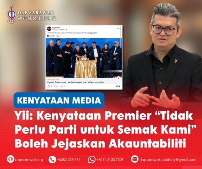 201026_DAPSWK_Kelvin No Check BM Ahli Parlimen Bandar Kuching, Dr Kelvin Yii Lee Wuen, menegaskan bahawa pembangkang yang dipilih rakyat memainkan peranan penting dalam memastikan kerajaan Sarawak bertanggungjawab melalui penelitian dan pengawasan di DUN.