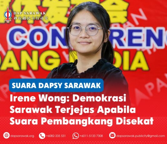 Irene Wong: Demokrasi Sarawak terjejas apabila suara pembangkang disekat Naib Ketua DAPSY Sarawak, Irene Wong Lee Ting, mengkritik penggantungan dan tindakan membawa keluar wakil pembangkang dari Dewan Undangan Negeri Sarawak, sambil memberi amaran bahawa akauntabiliti demokratik semakin lemah.